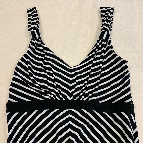 NWT WHBM Empire Waist Black Striped Maxi Tank Dress - Picture 5 of 8